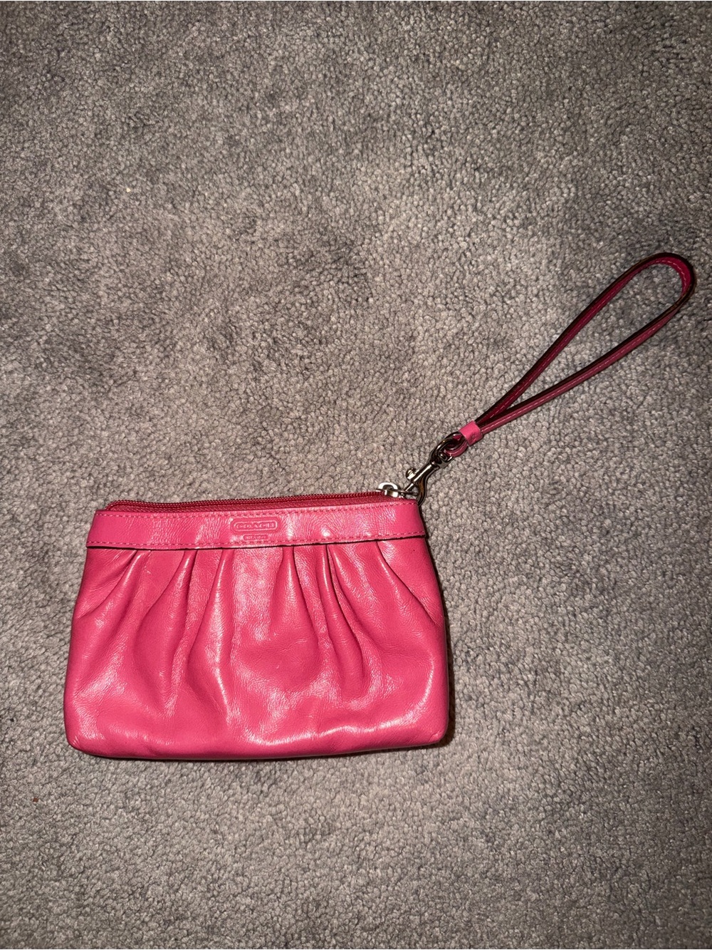 Coach Pink Leather Wristlet Clutch with Detachable Strap